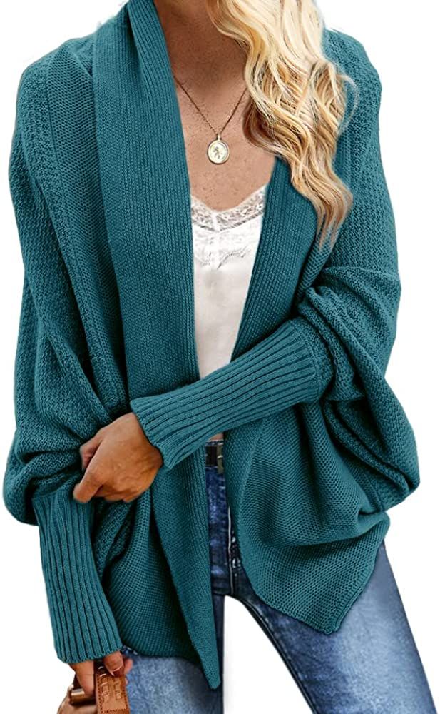 Imily Bela Women's Kimono Batwing Cable Knitted Slouchy Oversized Wrap Cardigan Sweater | Amazon (US)