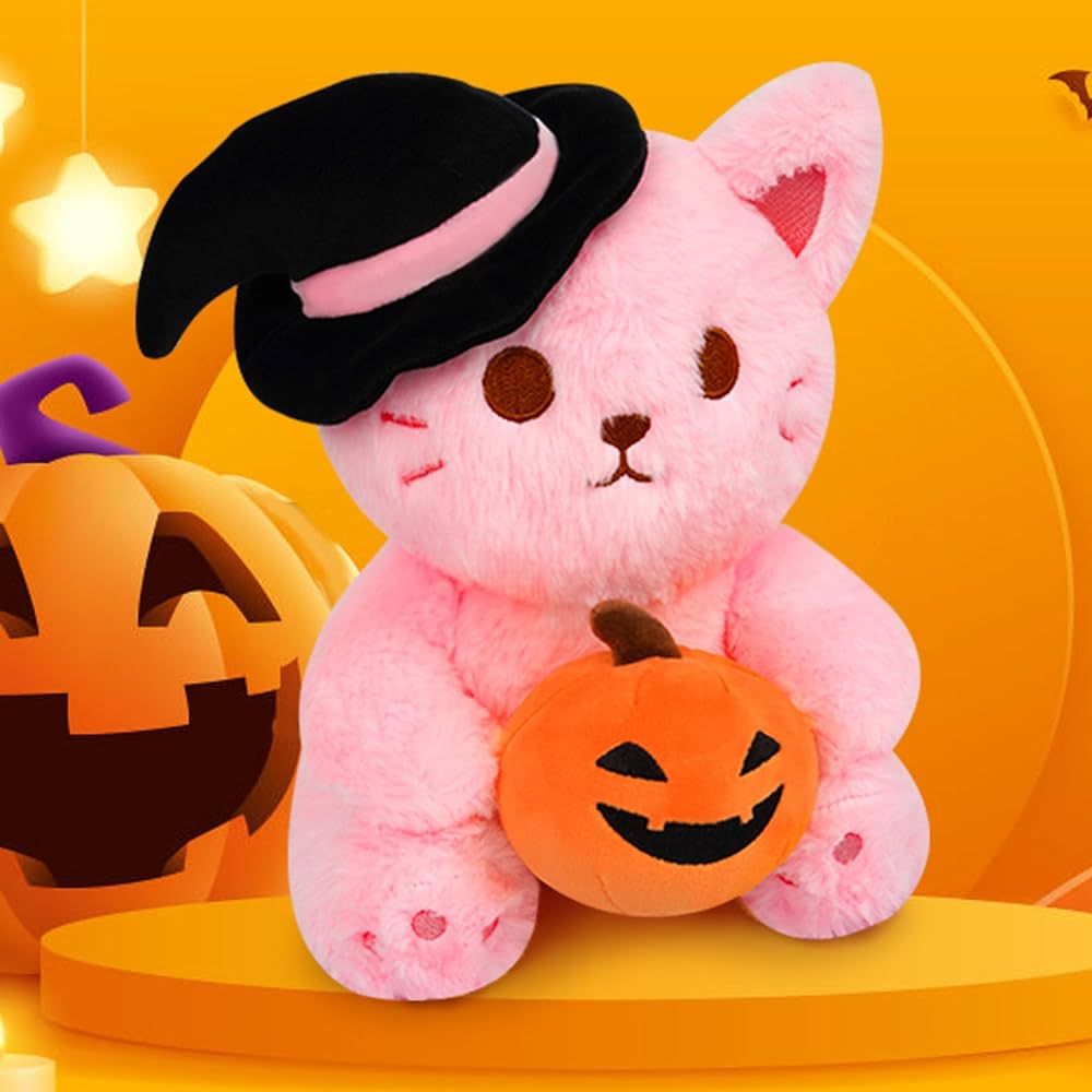 MUFEIRUO Halloween Cat Plush Pillow Toys, 9“ Cute Pink Cat Stuffed Animals for Kids Girls, Hall... | Amazon (US)