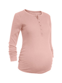 Maternity Long-Sleeve Rib-Knit Henley T-Shirt | Old Navy (US)