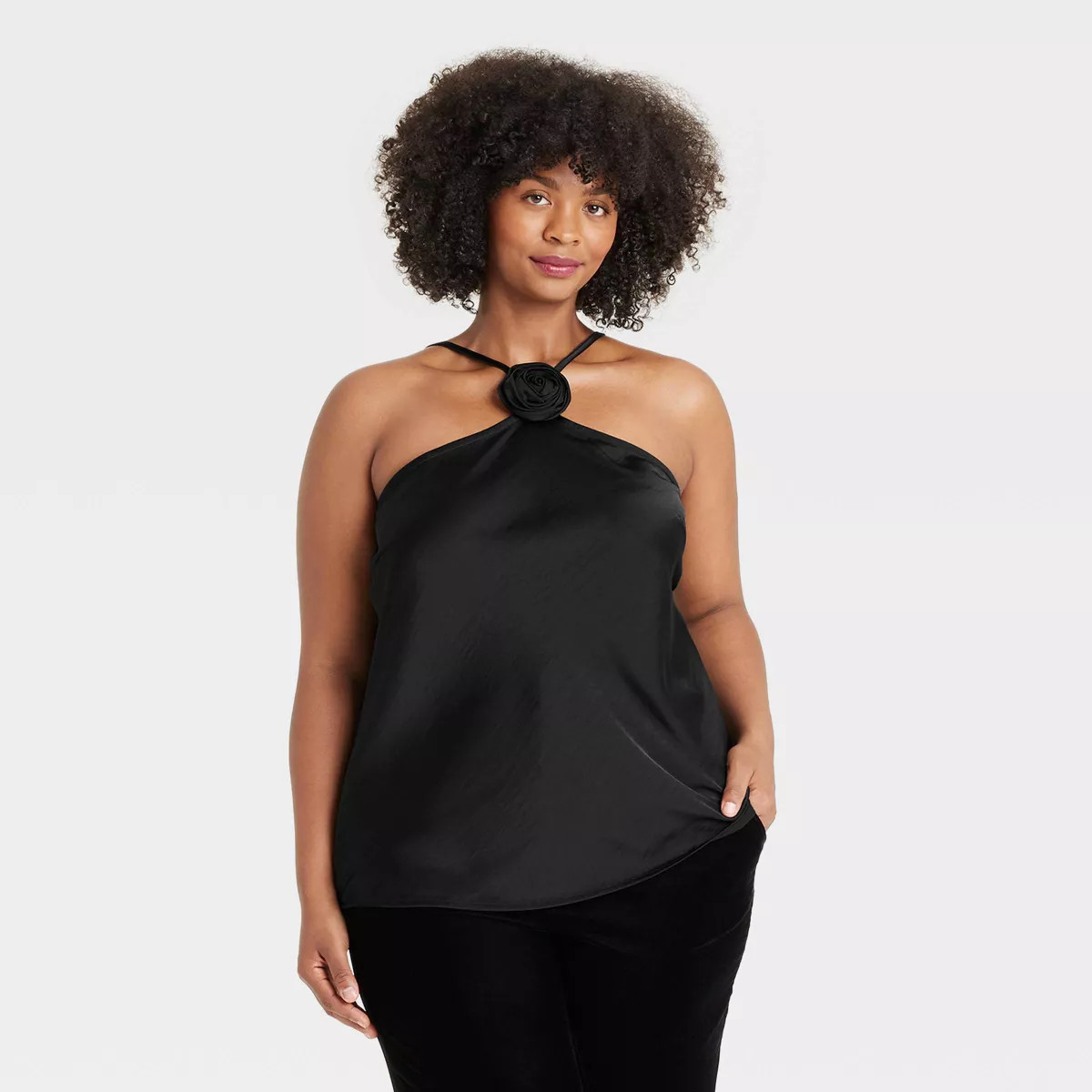 Women's Satin Removable Rosette Halter Top - A New Day™ | Target