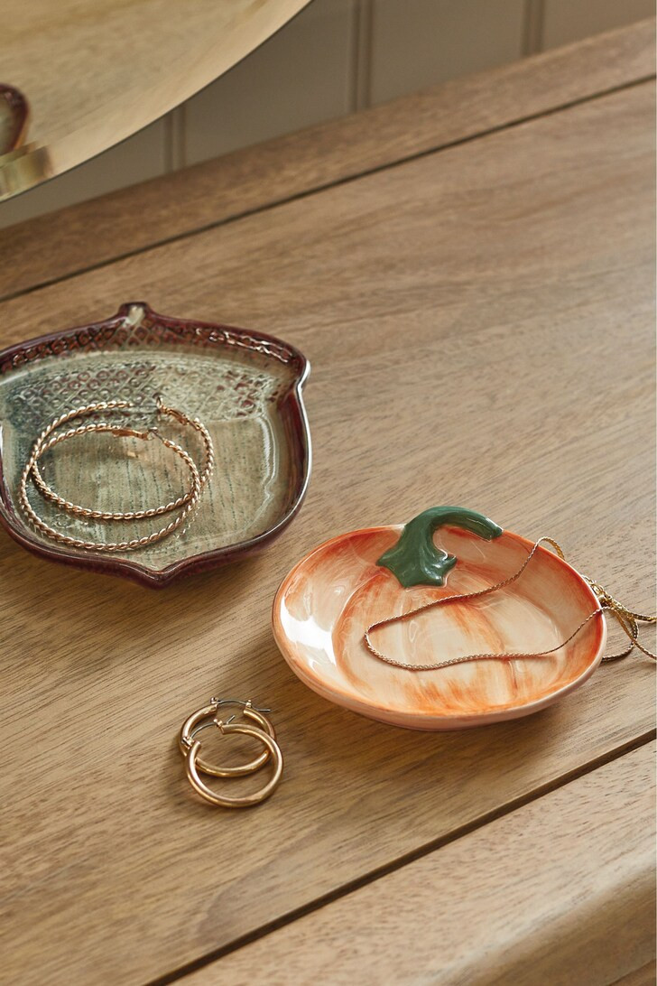 Set of 2 Orange Acorn and Pumpkin Ceramic Trinket Dishes | Lipsy