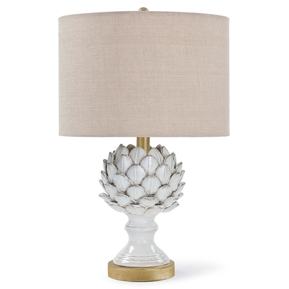 Leafy Artichoke French White Ceramic Table Lamp | Kathy Kuo Home