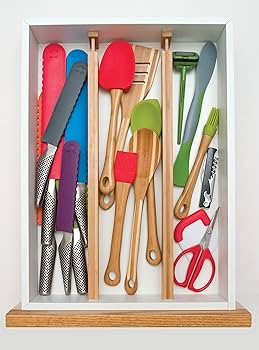 Lipper International 8896 Bamboo Wood Custom Fit Adjustable Kitchen Drawer Dividers, Set of 2 | Amazon (US)
