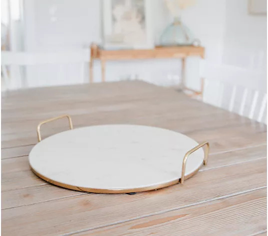 17" Marble Tray with Gold Handles by Lauren McBride - QVC.com | QVC