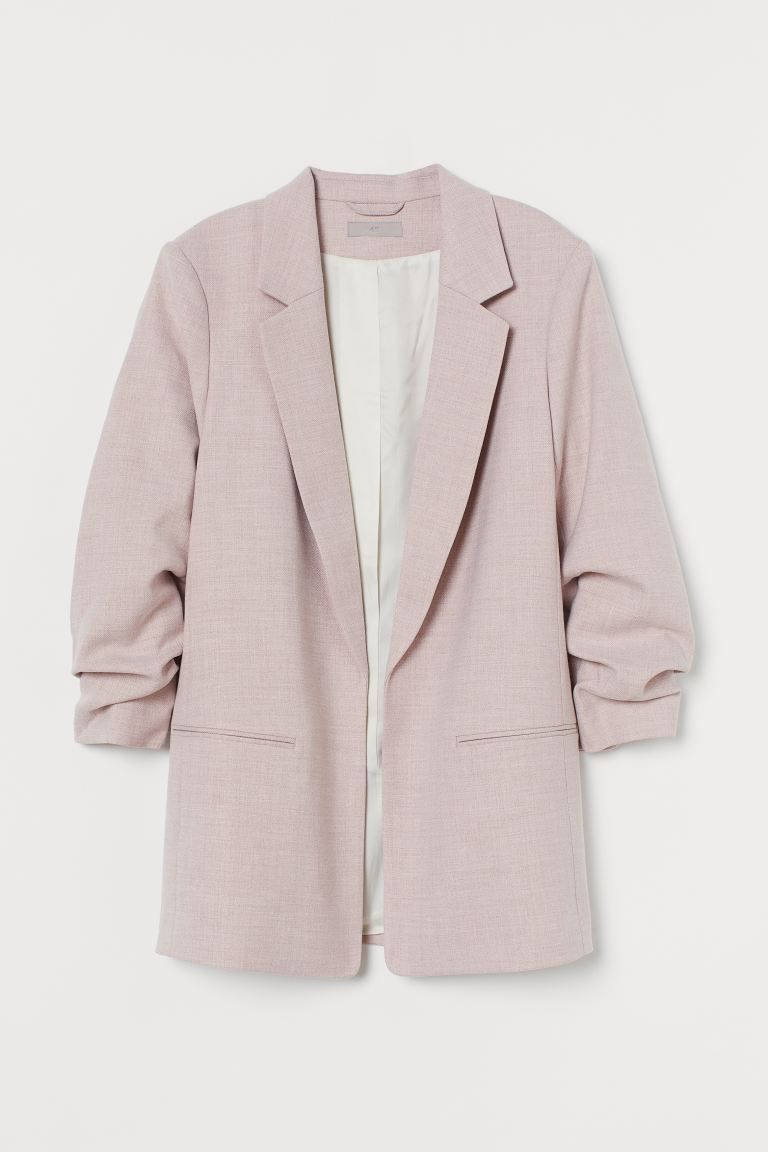 Straight-cut jacket in woven fabric with notched lapels, welt front pockets, and 3/4-length sleev... | H&M (US + CA)