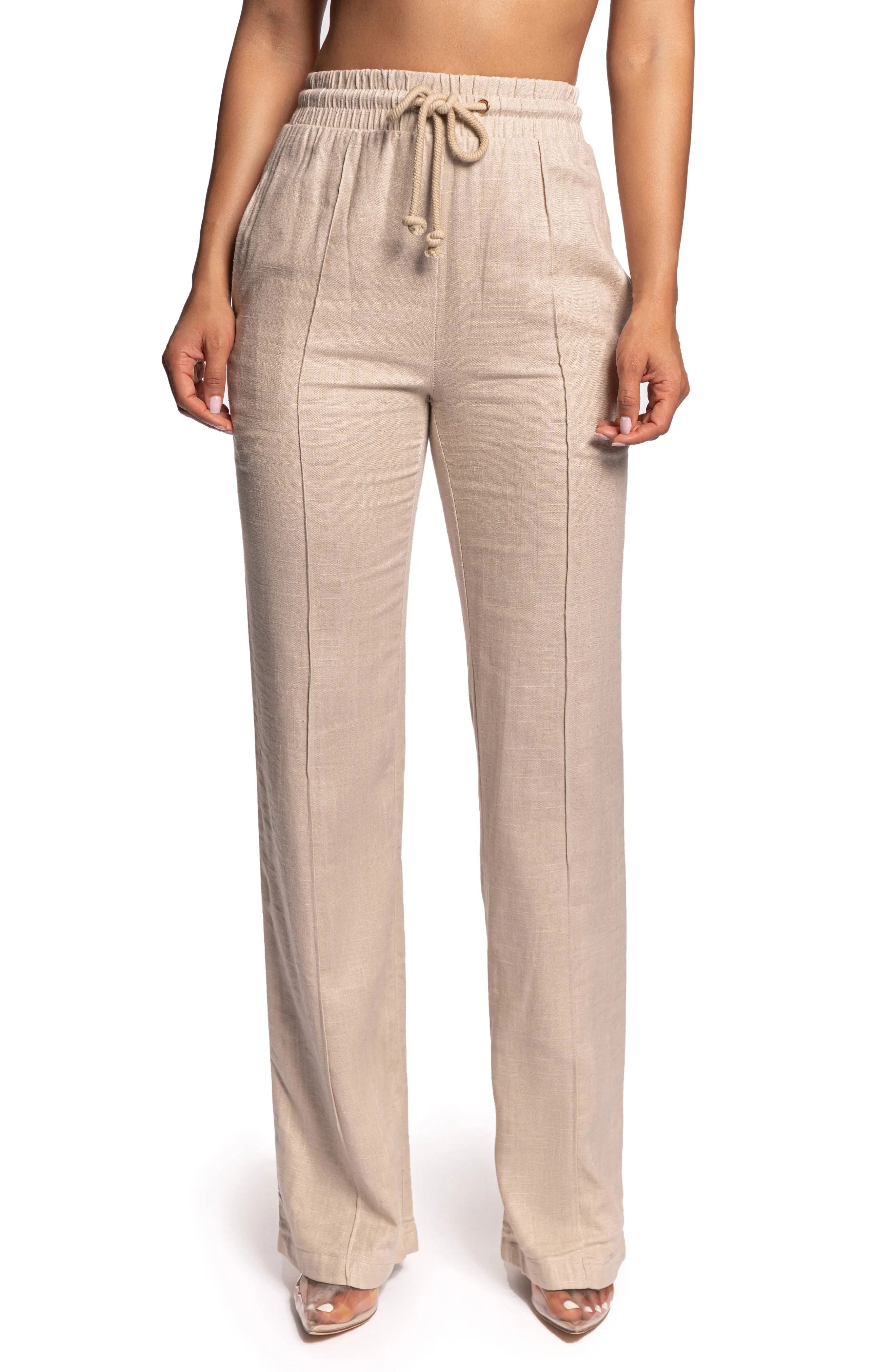 Women's Jluxlabel Resort Cotton & Linen Pants, Size Small - Beige | Nordstrom