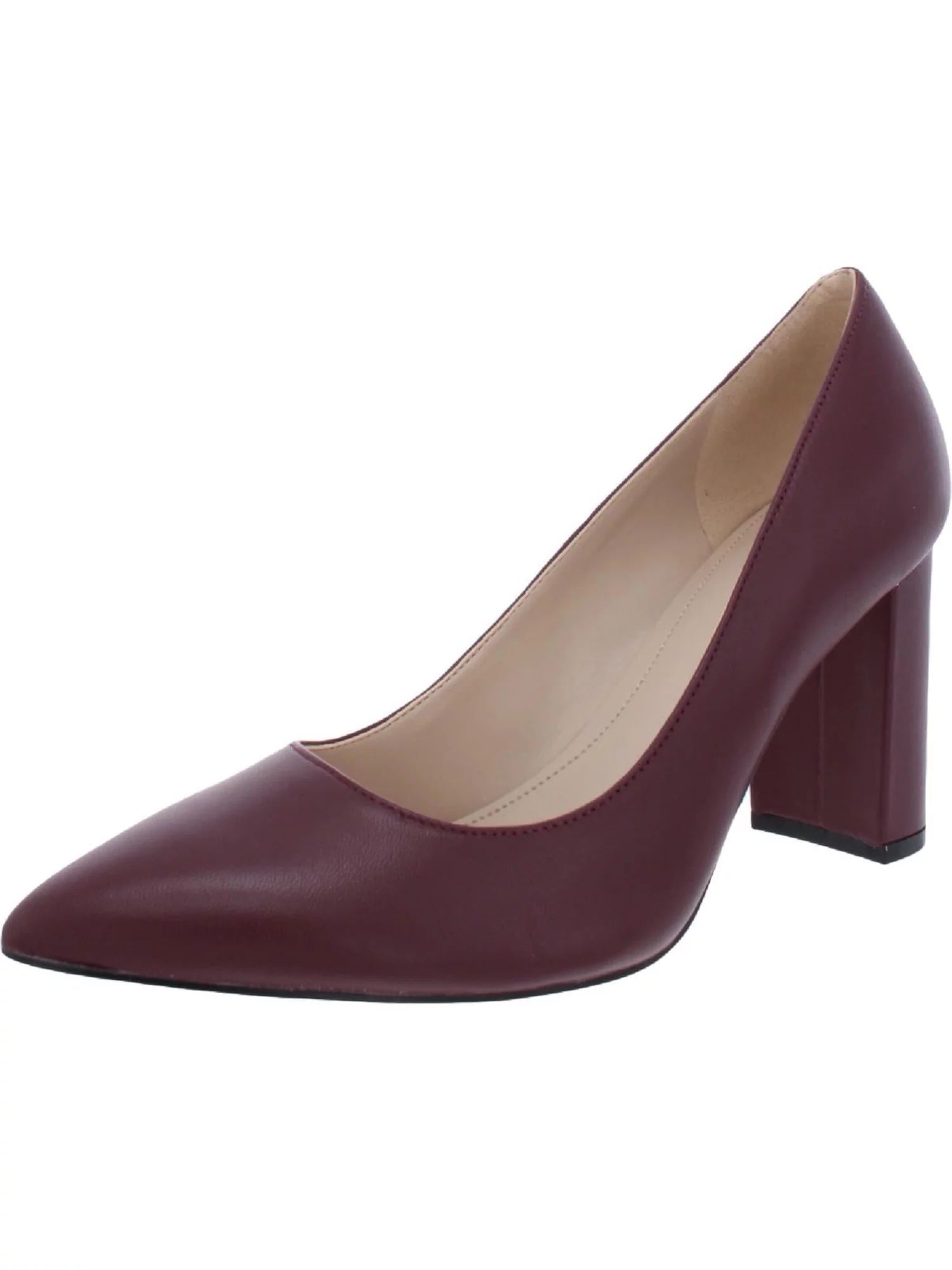 BANDOLINO Womens Burgundy Cushioned Viviene Pointed Toe Block Heel Slip On Leather Dress Pumps 6.... | Walmart (US)