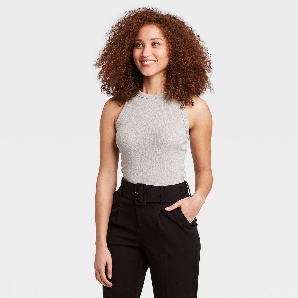 Women's Slim Fit Tank Top - A New Day Light Heather Gray S, Light Grey Gray | Target
