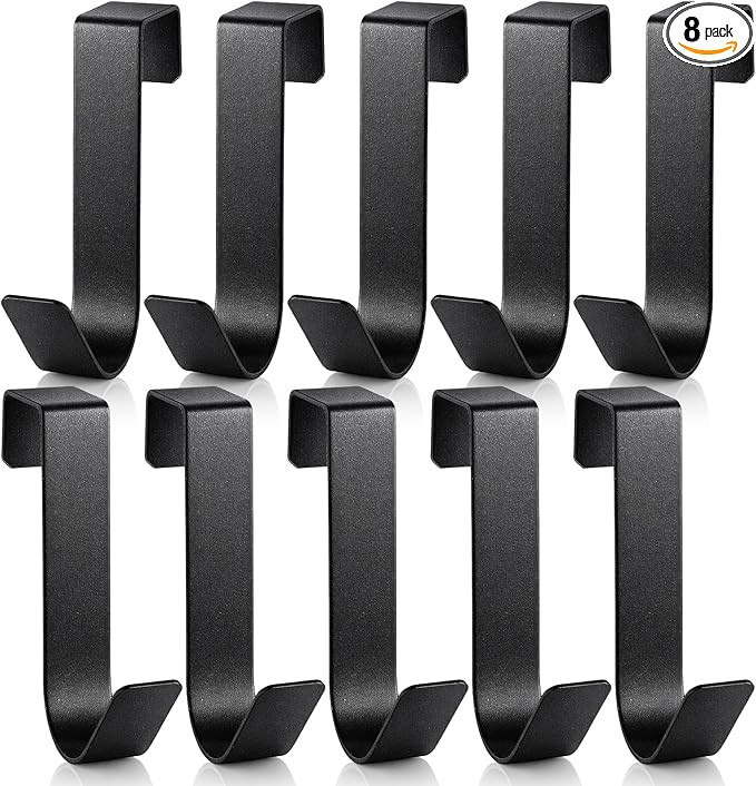 8 Pieces Black Metal Cabinet J-Hooks, Heavy Duty Over Cabinet Door Single Hooks Kitchen Wreath Ha... | Amazon (US)