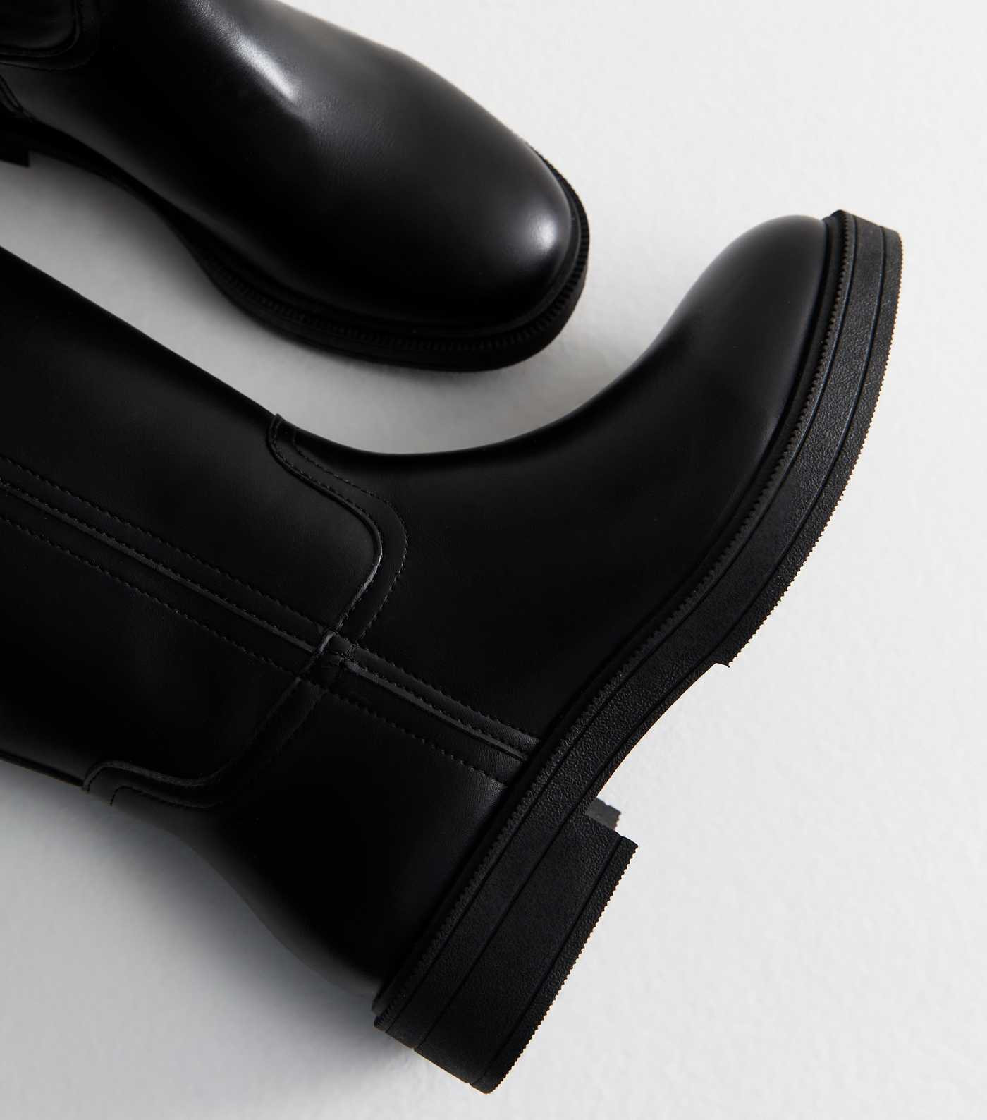 Black Faux Leather Knee High Riding Boots | New Look | New Look (UK)