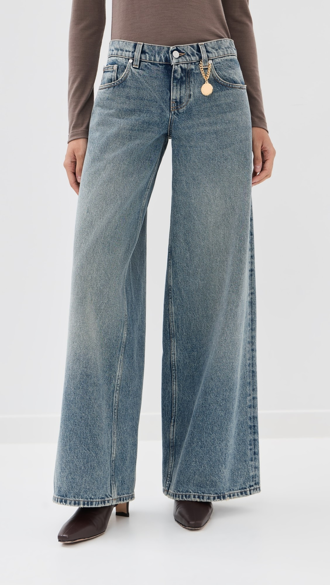 Mid Blue Wide Leg Jeans | Shopbop