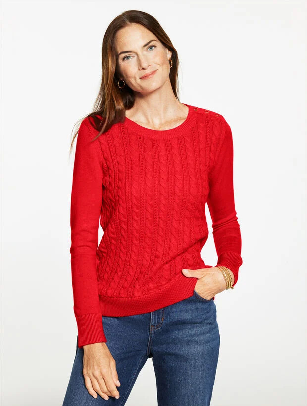 Cable Knit Crewneck Sweater - Colors | Talbots