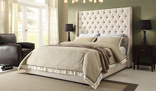 Diamond Sofa Park Avenue Eastern King Tufted Bed with Vintage Wing in Desert Sand Linen | Amazon (US)