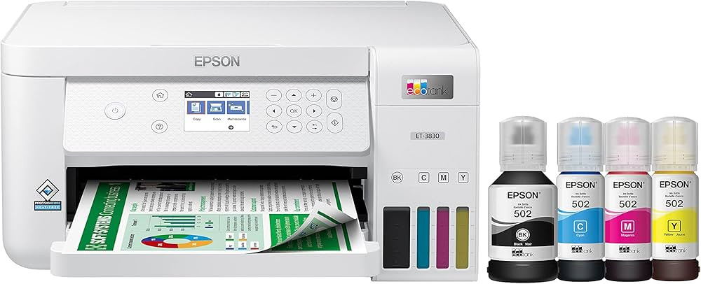 Epson EcoTank ET-3830 Wireless Color All-in-One Cartridge-Free Supertank Printer with Scan, Copy,... | Amazon (US)