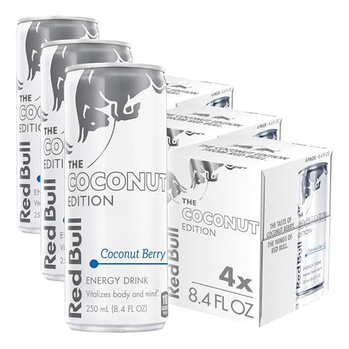 Red Bull Coconut Edition Energy Drink, Coconut Berry, with 80mg Caffeine plus Taurine & B Vitamins, 8.4 Fl Oz, Pack of 12 Cans | Amazon (US)