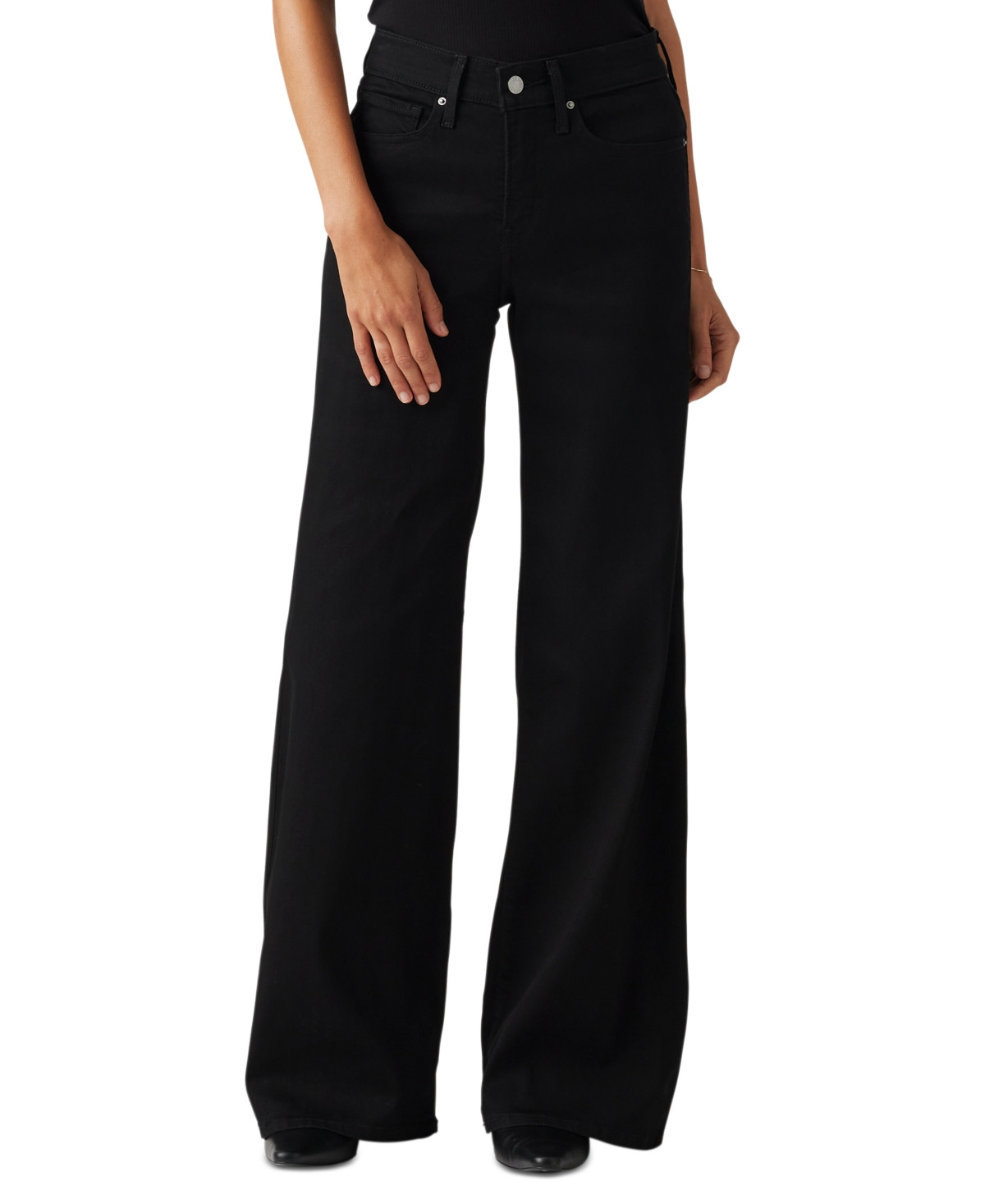 Levi's Women's 318 Shaping Stellar-Stretch Wide-Leg Jeans 30"-34" - Soft Black | Macy's