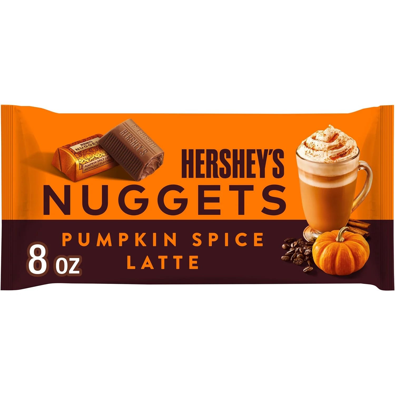 HERSHEY'S NUGGETS Milk Chocolate, Pumpkin Spice Latte Flavor, 8 oz Bag, Kosher, Fall Holiday Candy | Amazon (US)