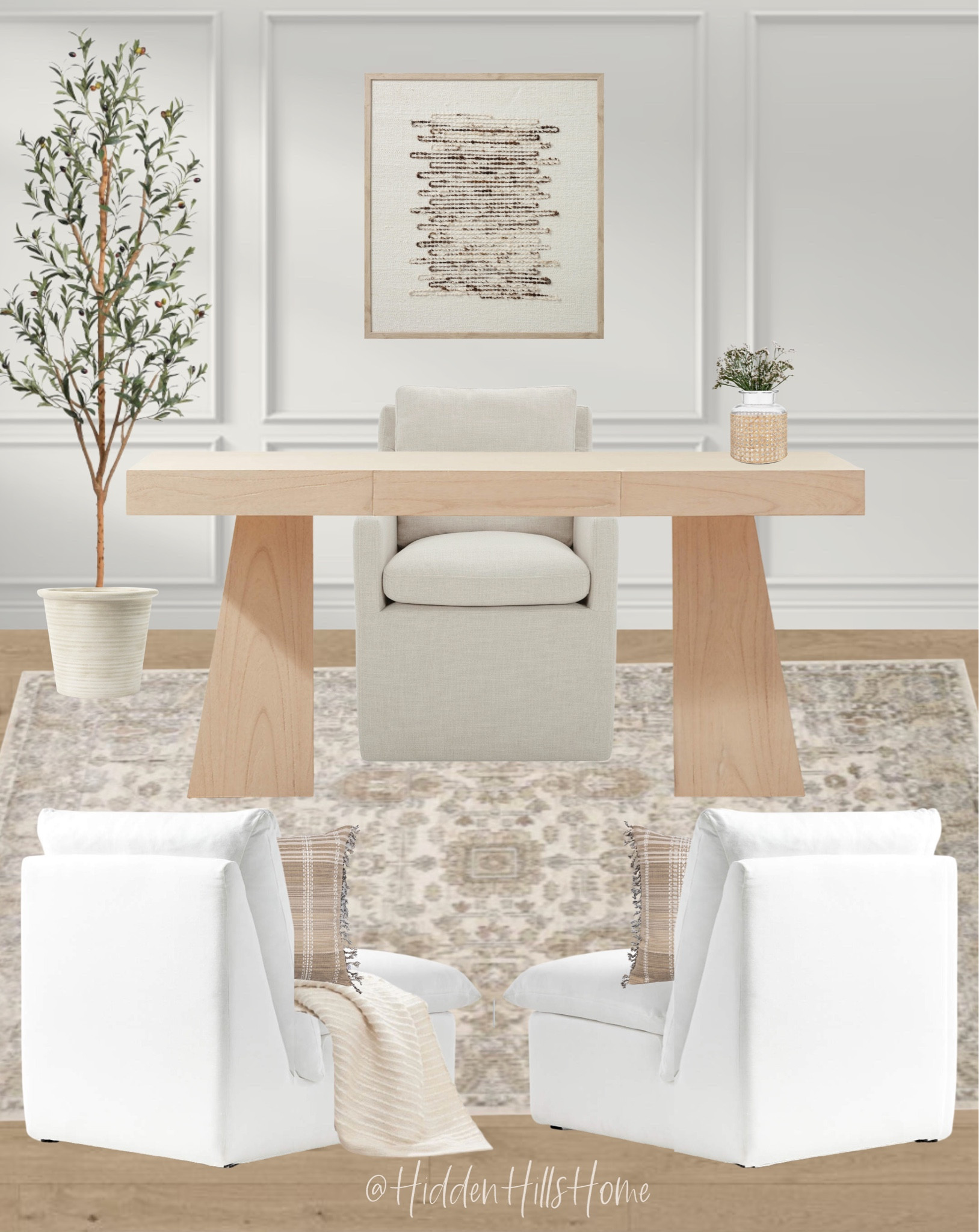 Home office, home decor, office chair, desk, office ideas, work from home, neutral home office mood board #homeoffice

#LTKsalealert #LTKhome