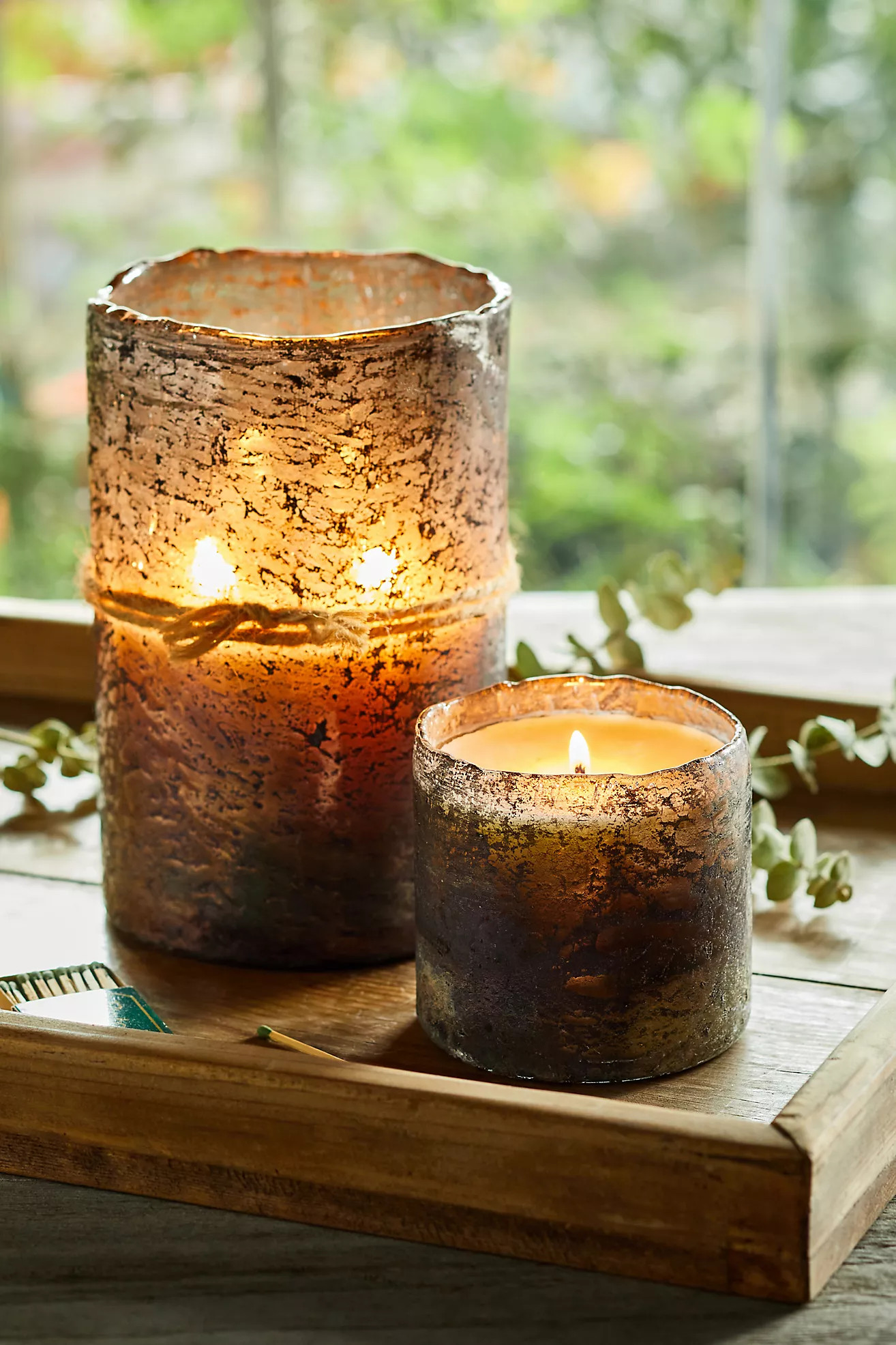 Textured Glass Candle, Tobacco Bark | Anthropologie (US)