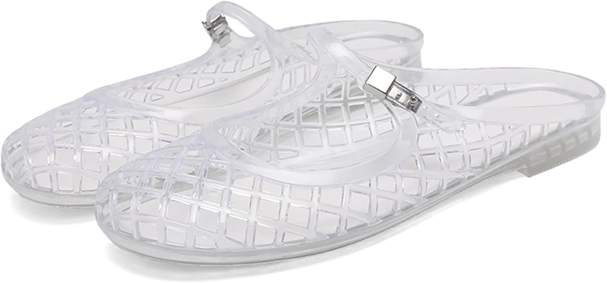 Women's Jelly Mesh Flat Slide Sandals with Adjustable Buckle Strap Fashion Closed Round Toe Comfo... | Amazon (US)