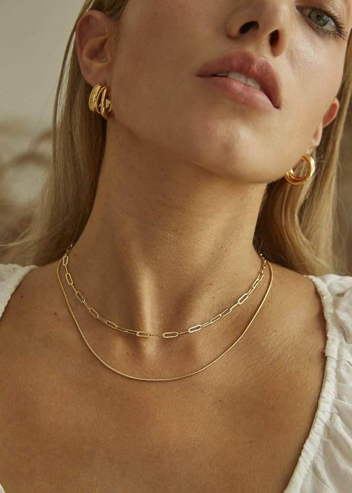14K Gold Plated Dainty Paperclip Link Chain Necklace for Women Girls | Amazon (CA)