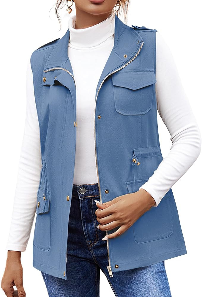 Beyove Womens Lightweight Sleeveless Military Anorak Cargo Vest No Hood | Amazon (US)