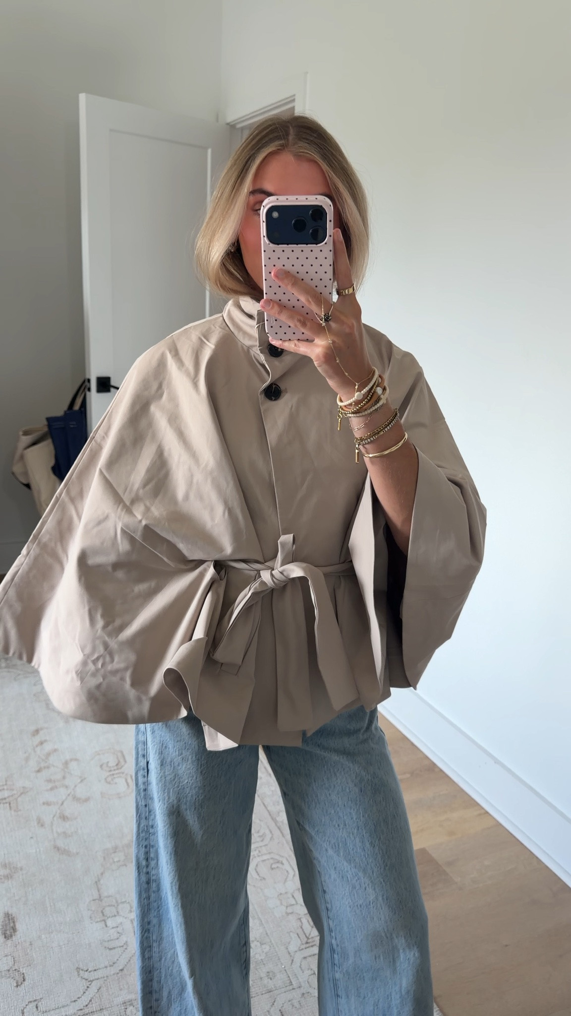 Amazon size small Dqbeng Womens Cape Trench Jacket Funnel Neck Belted Short Coat
Elegant Cape Sleeve Adjustable Waist Belt Chic Stand Collar Lightweight Comfortable Perfect for Office and Everyday Wear

#LTKootd #LTKSaleAlert #LTKSeasonal