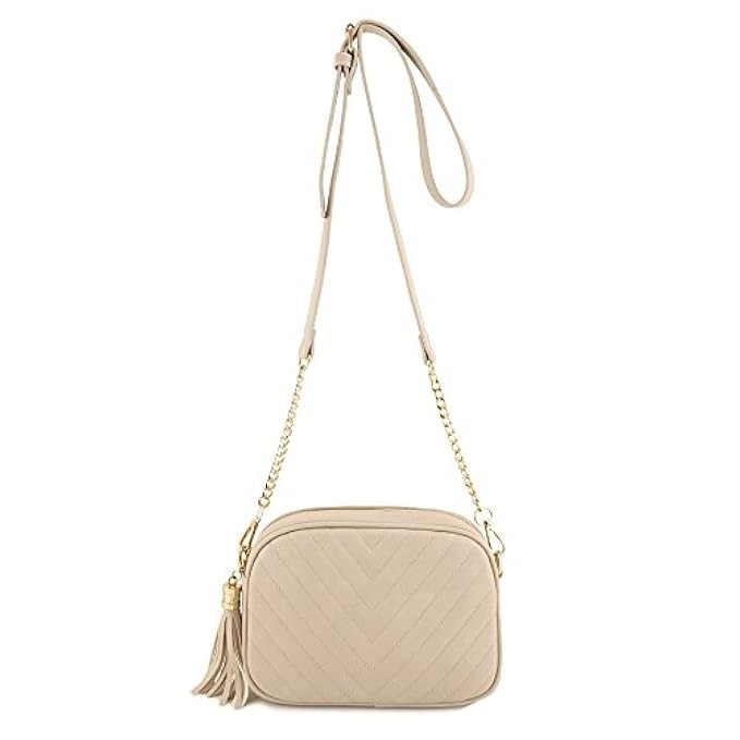 Simple Shoulder Crossbody Bag With Metal Chain Strap And Tassel Top Zipper | Amazon (US)