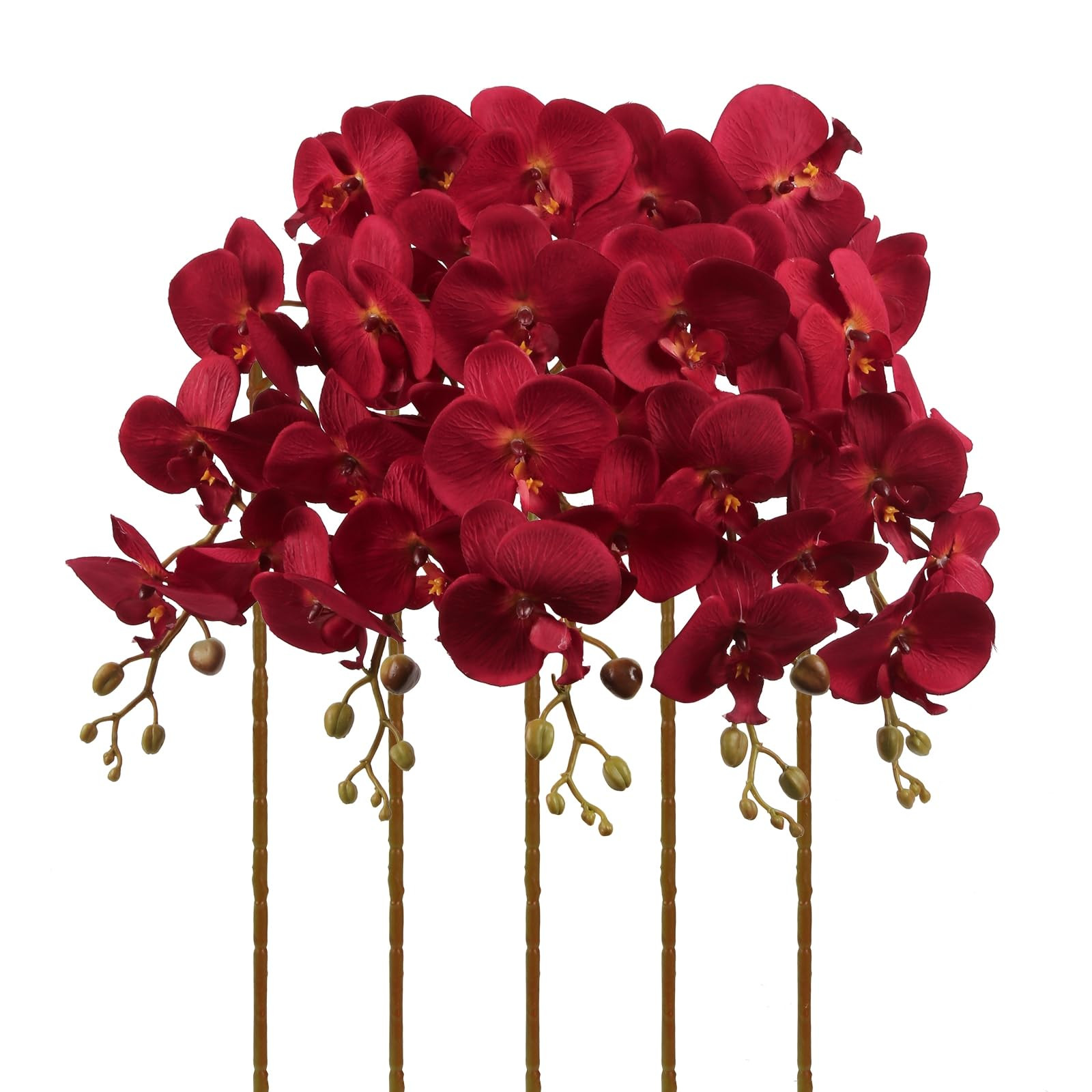 Burgundy Flowers Artificial Orchids 5PCS Fake Orchid 35.4" Faux Orchid Stems Burugndy Artificial ... | Amazon (US)