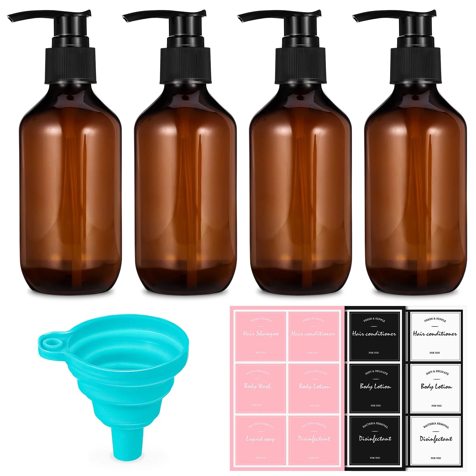 Taihexin 4 Packs Empty Pump Bottles, 16.9oz /500ml Shampoo Bottle Dispenser, Refillable Shampoo B... | Walmart (US)