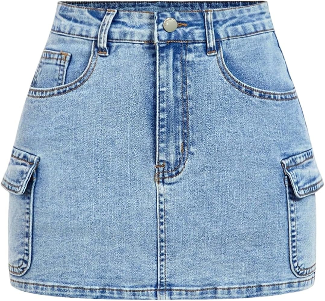 WDIRARA Women's Plus Size Distressed Denim Mini Jean Skirts | Amazon (US)