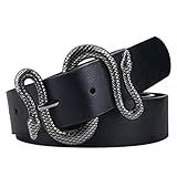 Belts for Women,Vintage Womens Belts for Dresses,PU Leather Belt Black Belt with Snake Belt Buckle | Amazon (US)