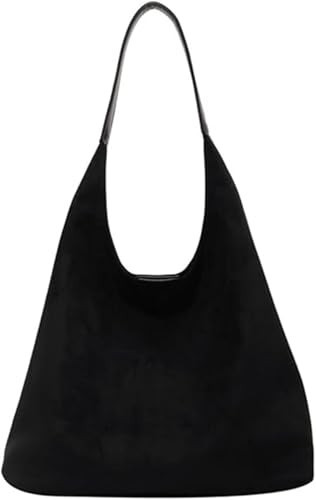 Slouchy Hobo Bags Women Suede Slouchy Bag Work Bags Satchels Shoulder Bag Office Tote Handbag Coffee (Black) | Amazon (US)