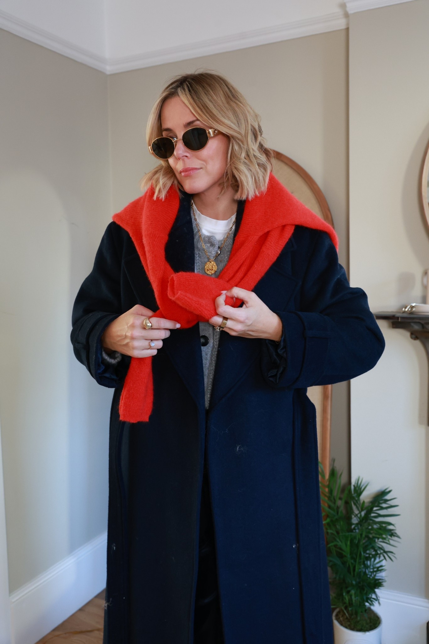 Navy coat, navy jeans, grey cardigan, perfect white tee, square toe boots, brown suede bag 

#LTKeurope #LTKwinter #LTKuk