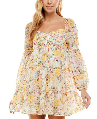 City Studio Juniors' Tiered Babydoll Dress | Macys (US)