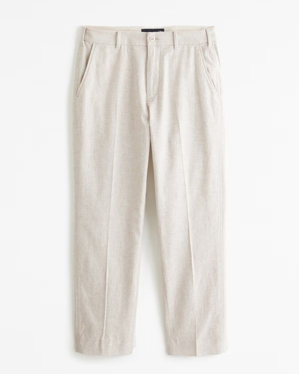 Men's Athletic Loose Linen-Blend Fixed Waist Pant | Men's Bottoms | Abercrombie.com | Abercrombie & Fitch (US)