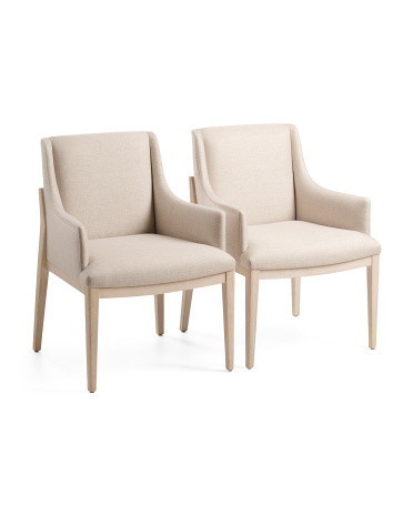 2pk Valeria Isola Brushed Beech Wood Dining Arm Chairs | Marshalls