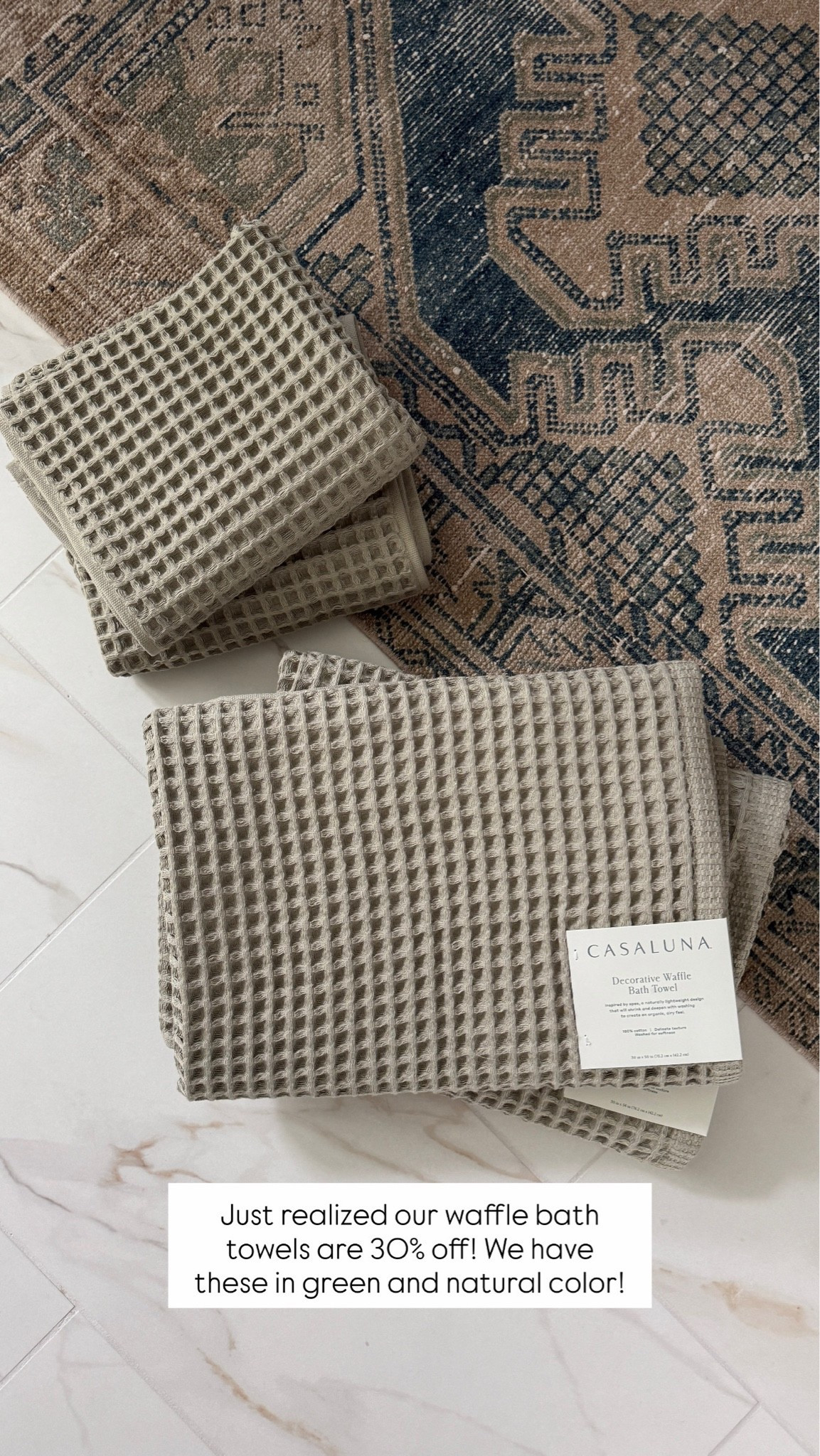 Our waffle bath towels are on sale (30% off)! We’ve loved these so much, we bought them in the natural cream color too! We’ve had them for over a year and they wash/dry great.

#LTKHome #LTKSaleAlert