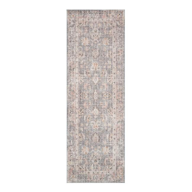Gray and Apricot Persian Style Icaria Floor Runner | World Market