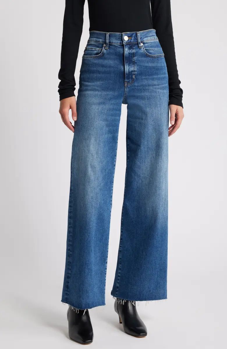 Le Slim Raw Fray Hem Palazzo Jeans | Nordstrom