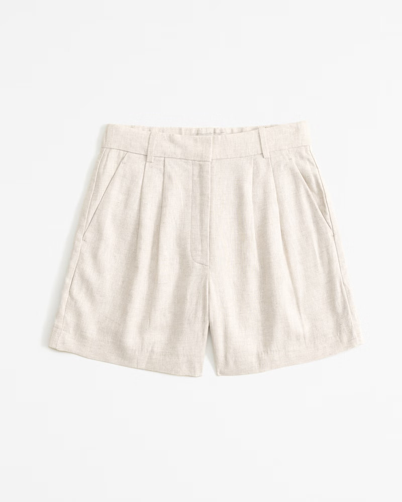 Abercrombie & Fitch Women's A&F Sloane Tailored Linen-Blend Short in Light Beige - Size 28 | Abercrombie & Fitch (US)
