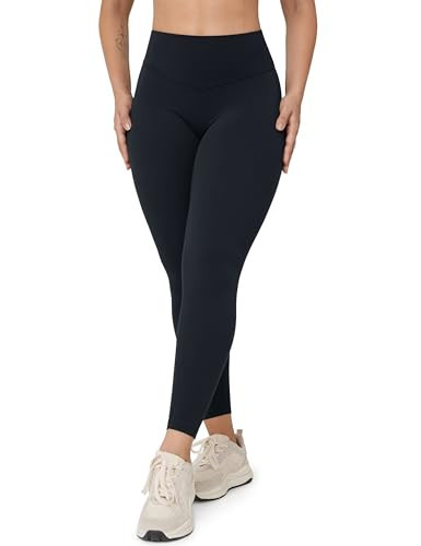 UNISSU Hugcurve No Front Seam High Waisted Workout Leggings for Women Buttery Soft Yoga Pants Gym Athletic Tights - 25'' Black Large | Amazon (US)