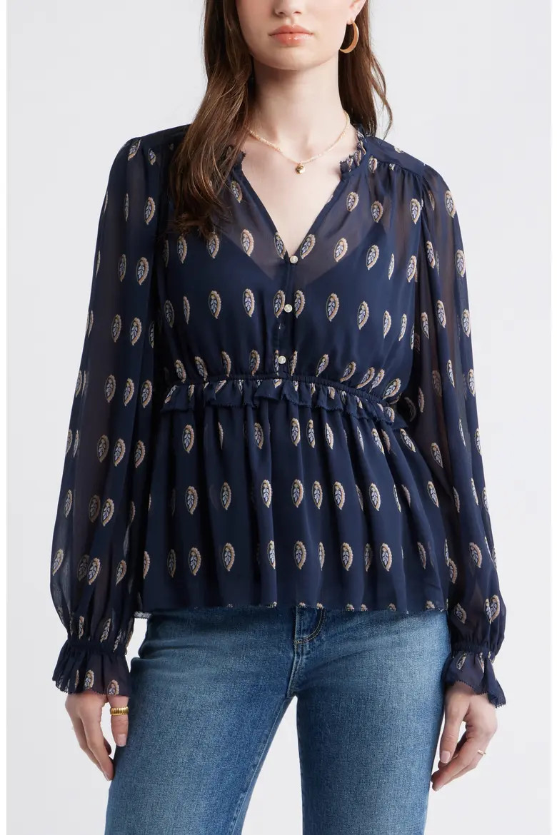 Long Sleeve Chiffon Peplum Top (Women) | Nordstrom | Nordstrom