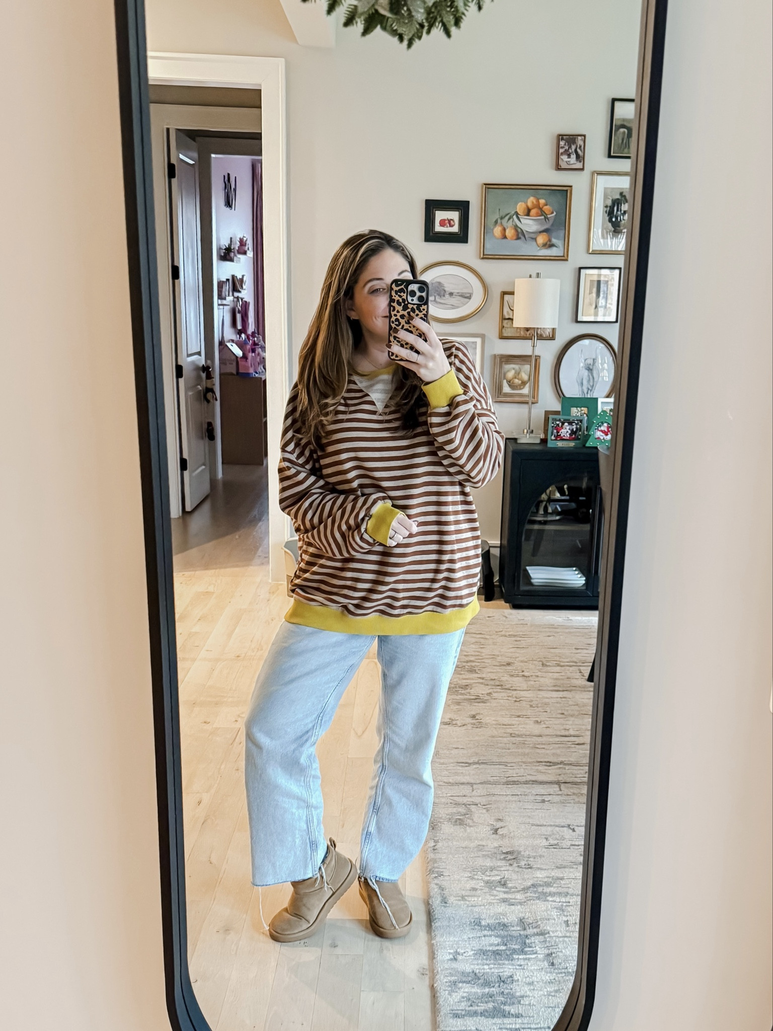 Just a casual outfit for running errands and chasing a toddler! This Amazon, Free People look alike comes in handy every year and the pop of yellow is a great pop of interest and color! Jeans are Zara and quickly becoming my favorite straight jean in my wardrobe! 
Top XL / Jeans 12 / Uggs tts 

#LTKmomlife #LTKMidsize #LTKootd