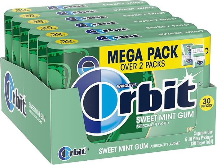 ORBIT Sweet Mint Gum Sugar Free Chewing Gum, 30 Ct Mega Packs (Pack of 6) | Amazon (US)