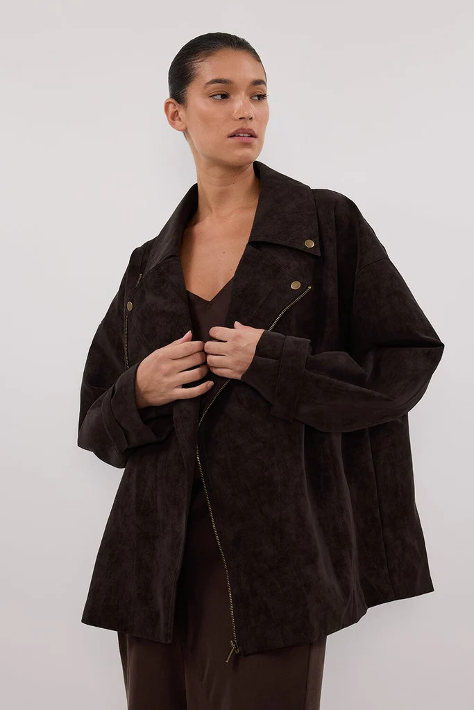 OAKLAND CHOC OVERSIZED FAUX SUEDE JACKET | DISSH