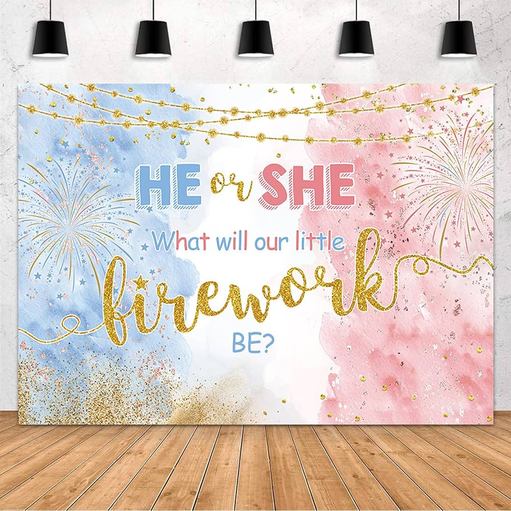 MEHOFOND 7x5ft Firework Gender Reveal Party Backdrop He Or She What Will Our Little Firework Be W... | Amazon (US)