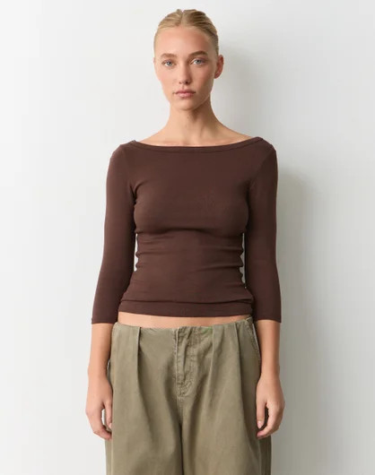 Boat Neck Three Quarter Top | Glassons (Australia)