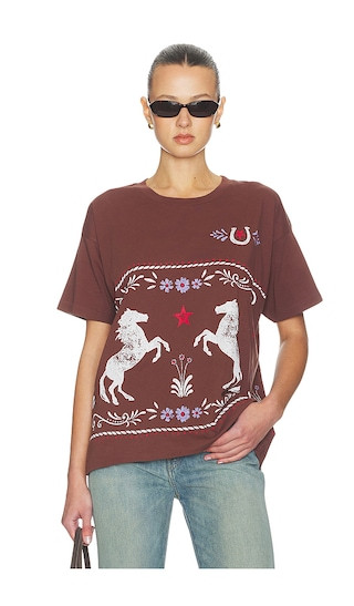Floral Horse Patter Merch Tee in Nutmeg | Revolve Clothing (Global)