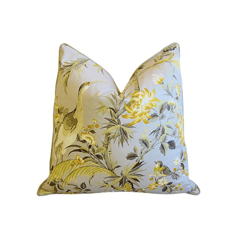 Chinoiserie Floral, Crane & Birds Pillow | One Kings Lane